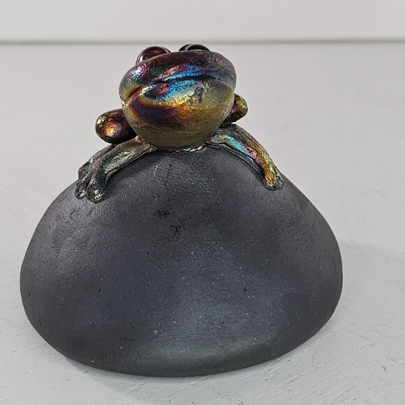 Vintage Van Hooser Raku Pottery Frog Sculpture Signed - Picture 3 of 8